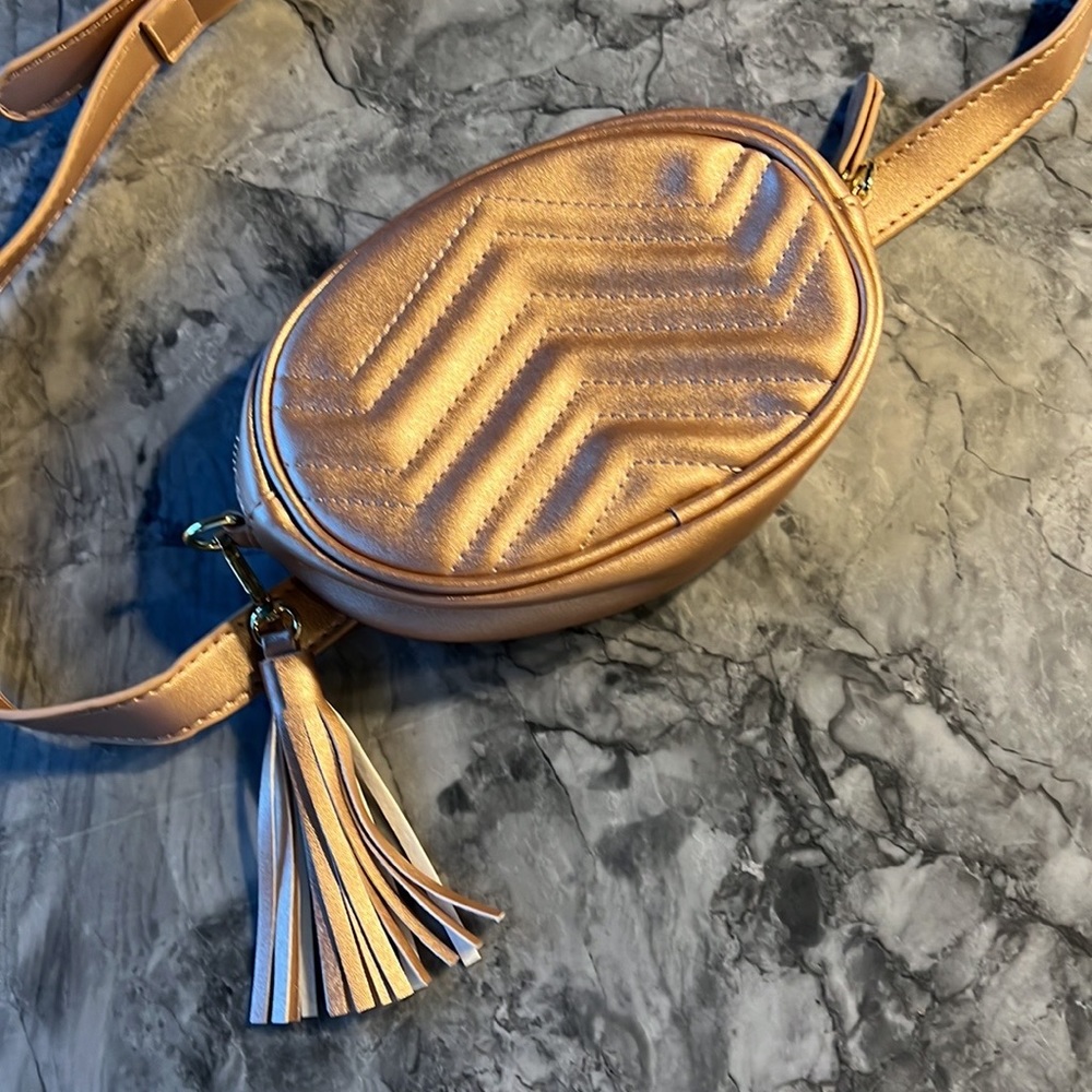 Badiya rose, gold, Chevron vegan leather Waist Bag